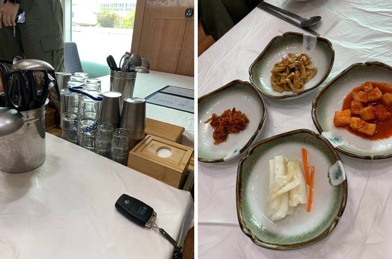 기본 세팅 및 반찬 4가지