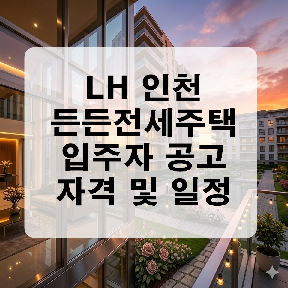 LH 인천 든든전세주택 입주자 모집공고 신청 자격 및 일정 안내