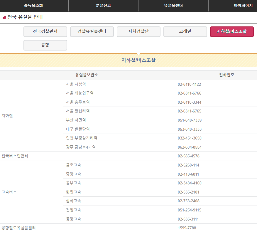 서울 지하철 분실물센터