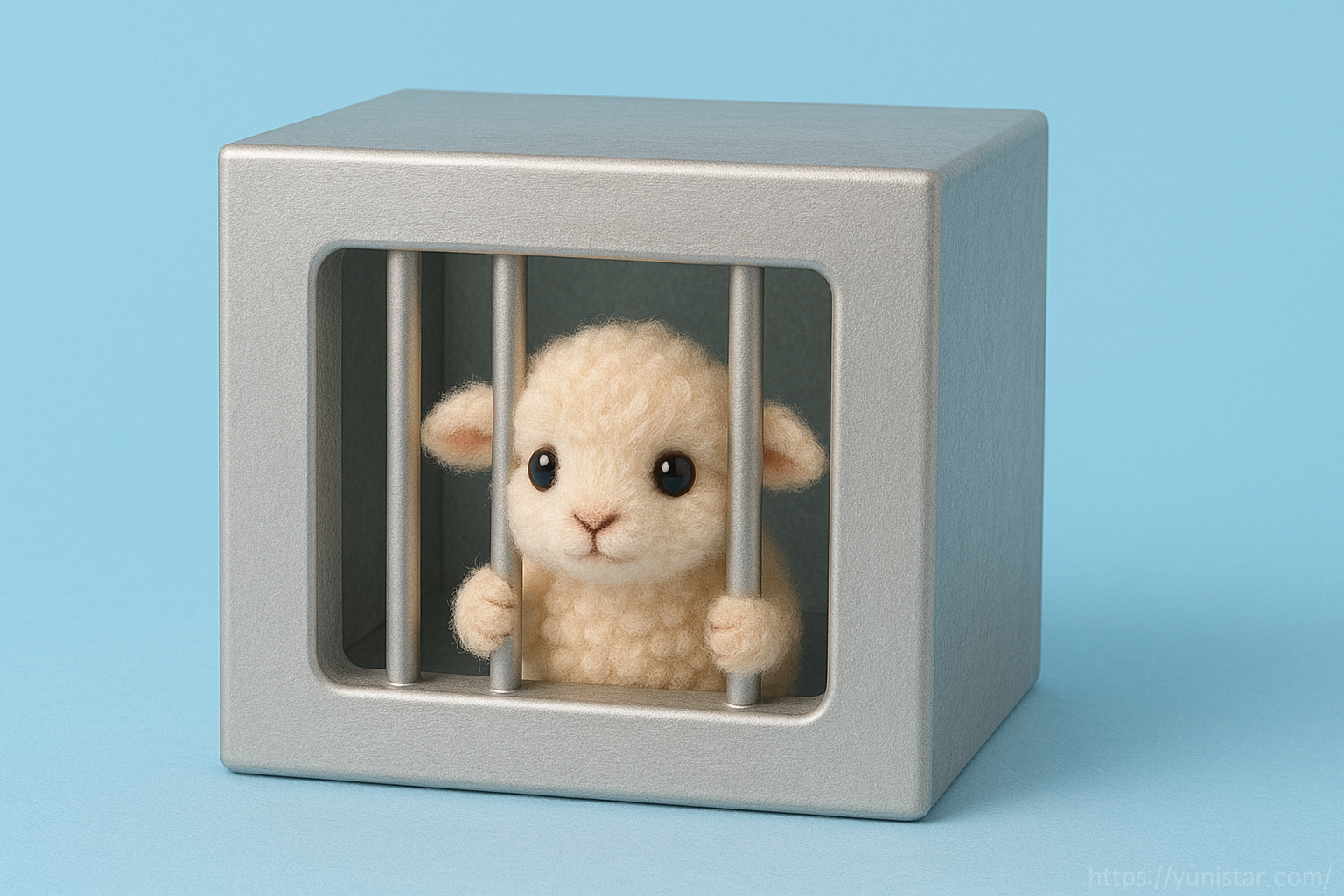 큐브에 갖힌 귀여운 양 이미지