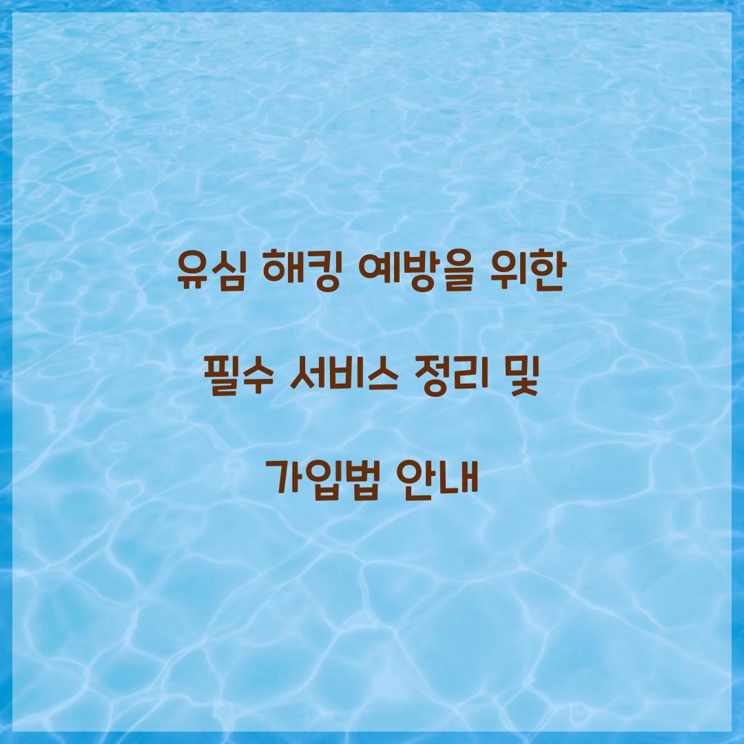 유심 해킹 예방을 위한 필수 서비스