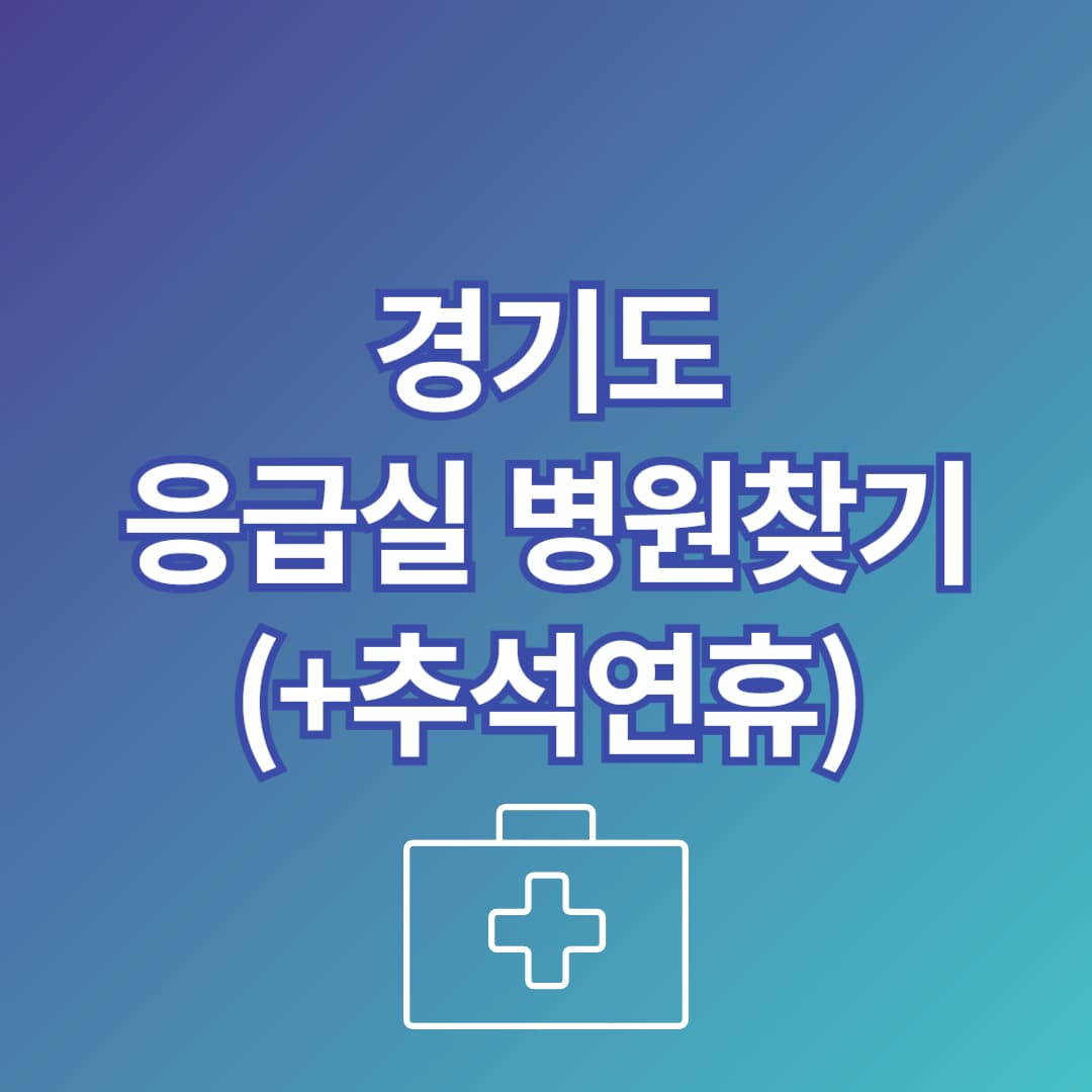 경기도 추석 응급실 문 연 곳 찾는 법 안내