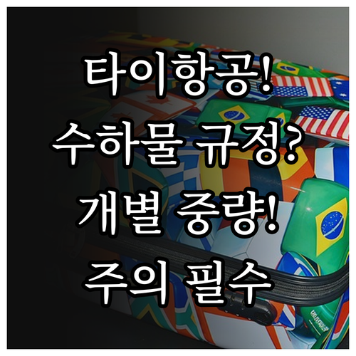 타이항공 새 수하물 규정 개수와 개별..