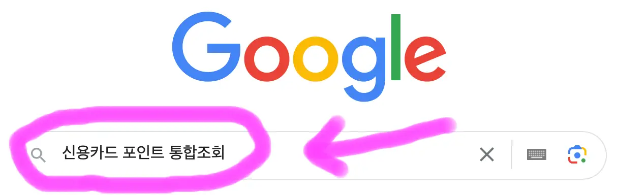 구글 포털사이트 검색창에 신용카드 포인트 통합조회라고 검색을 해줍니다.