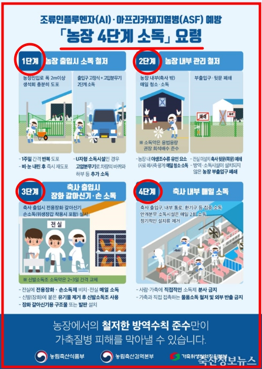 방역수칙을 단계별로 나타낸 포스터