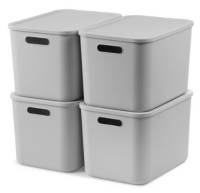 코멧 홈 심플한 리빙박스 팬트리 정리함 L, 그레이, 4개