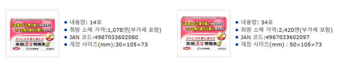 오타이산 한방위장약Ⅱ 분말 종류와 가격