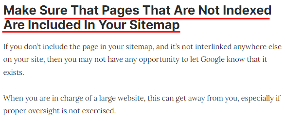 색인이 생성되지 않은 페이지가 사이트맵에 포함되어 있는지 확인 이미지