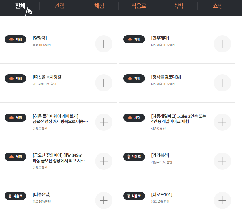 디지털 관광주민증 할인혜택