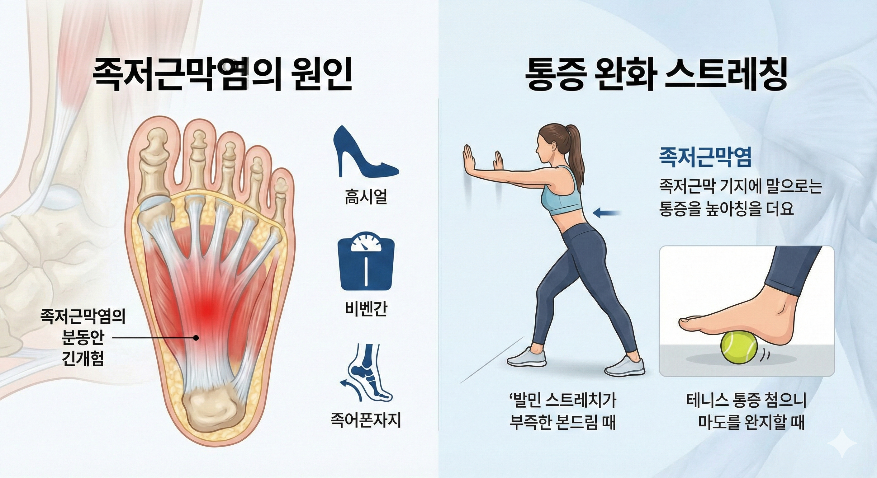 족저근막염 원인과 통증 완화를 위한 스트레칭 방법