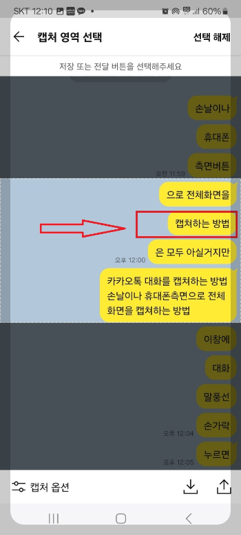 카톡 대화 내용 캡쳐