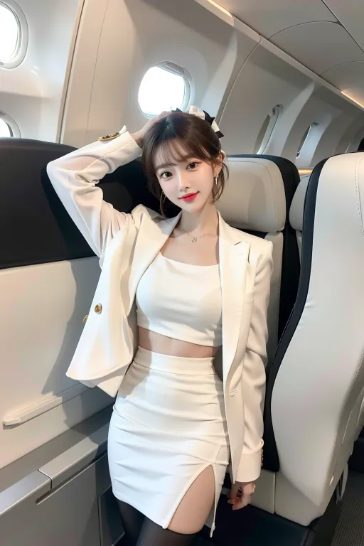 AI 실사 항공기 승무원 정장 섹시드레스 컨셉 이미지