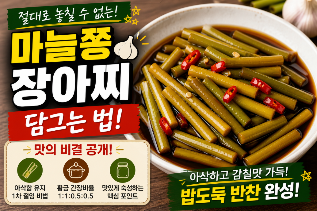 마늘쫑 장아찌 담그는 법 (2026 최신)|절대 실패 없는 황금비율과 아삭함 비결 공개!