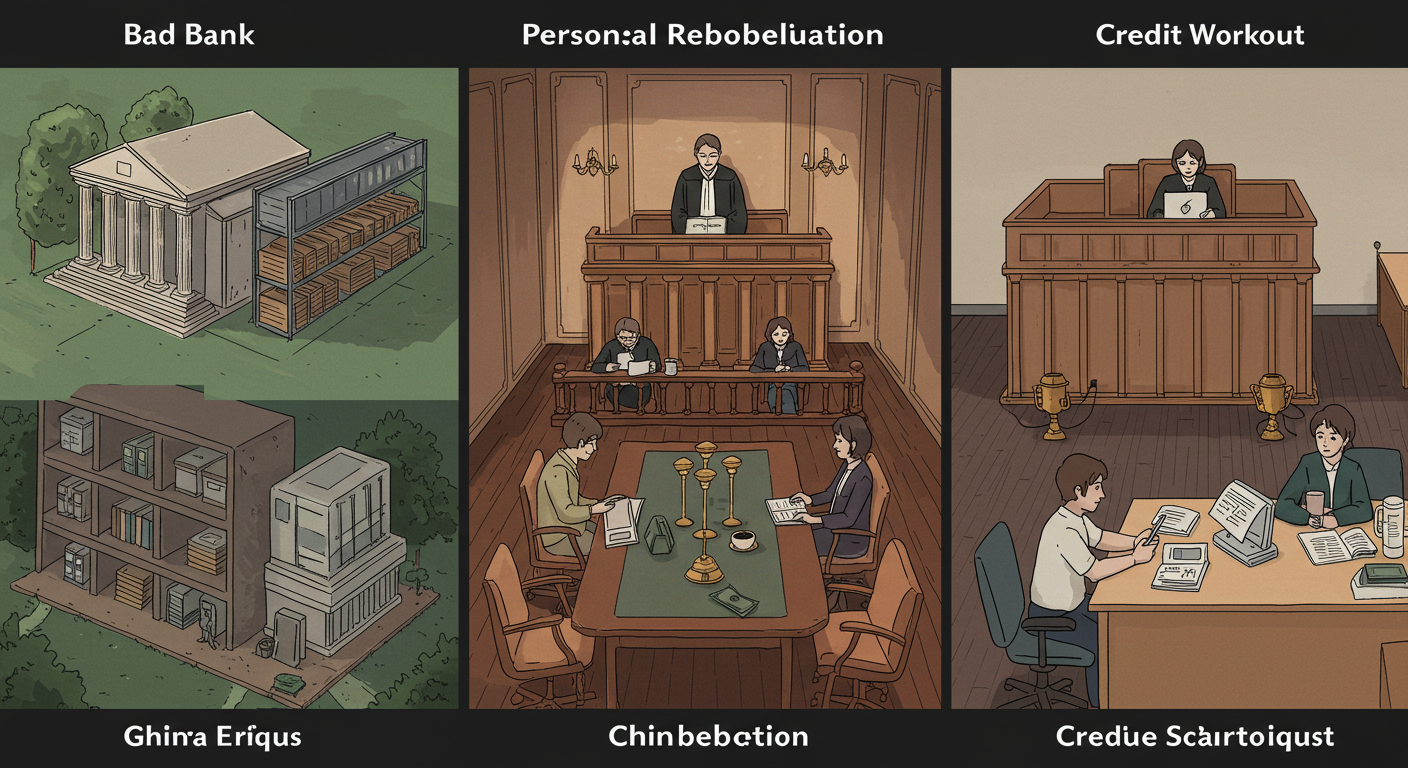 배드뱅크 개인회생 워크아웃 비교 그림