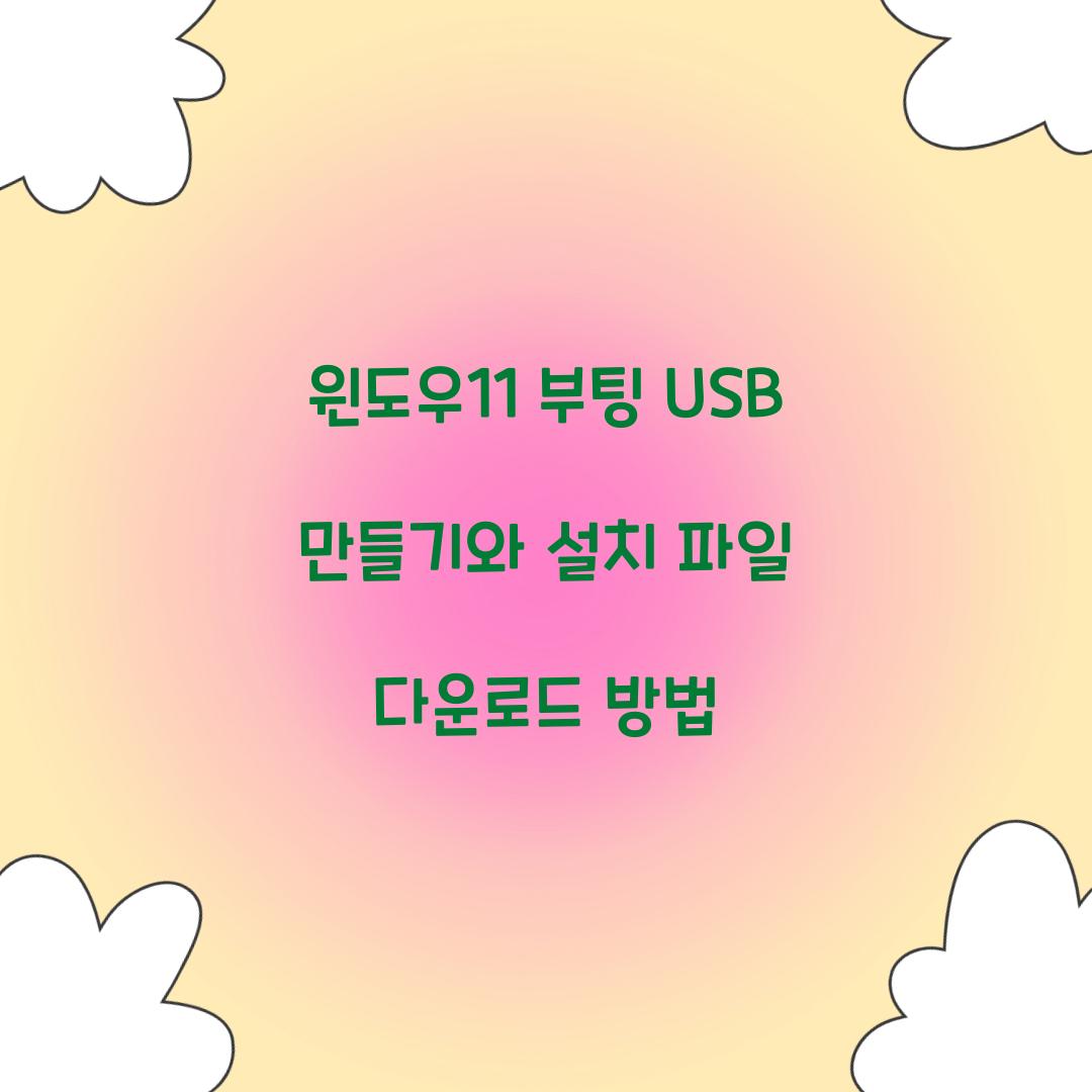 윈도우11 부팅 USB 만들기
