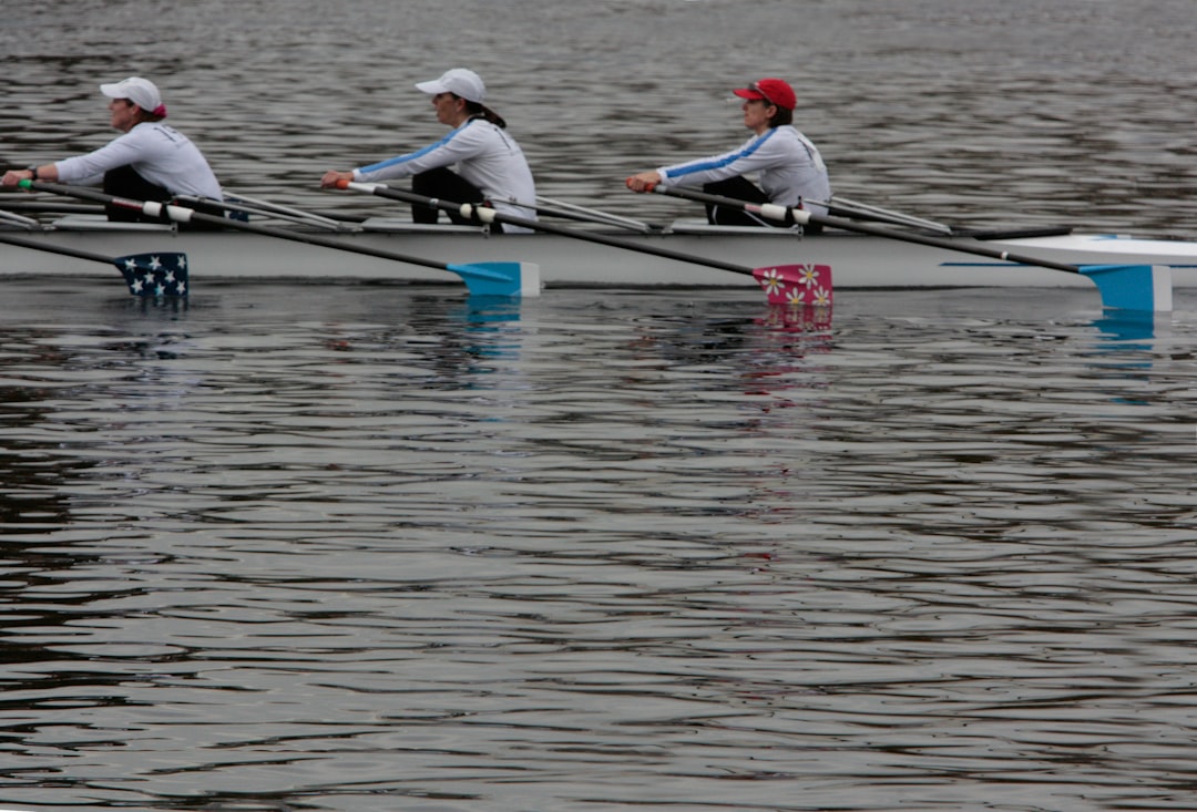 Rowing.