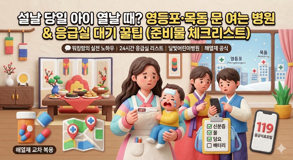 설날 당일 아이 열날 때? 영등포, 목동 문 여는 병원 &amp; 응급실 대기 꿀팁 (준비물 체크리스트)