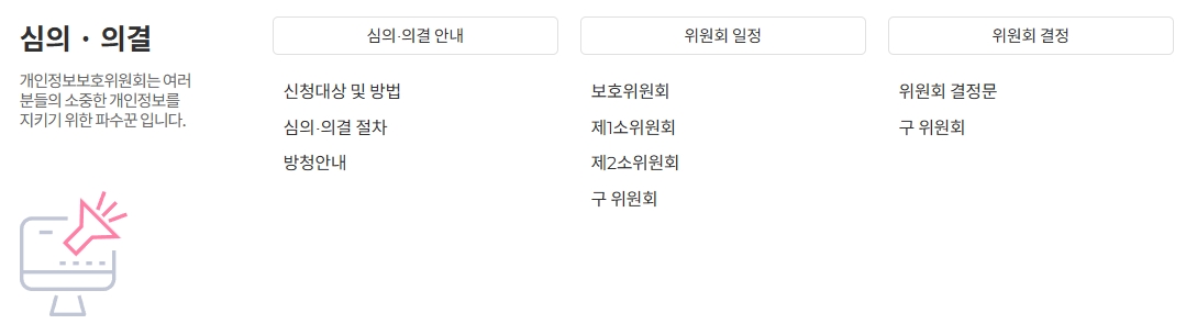 심의와 의결 절차를 안내하는 페이지