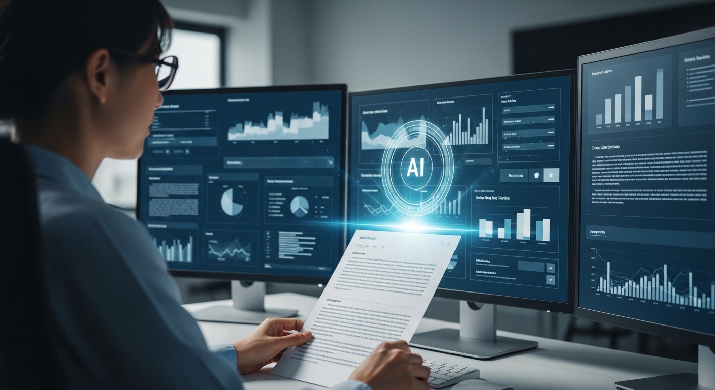 GPT-5가 보고서 작성, 데이터 분석, 코딩 등 다양한 업무를 지원하여 생산성을 높이는 모습