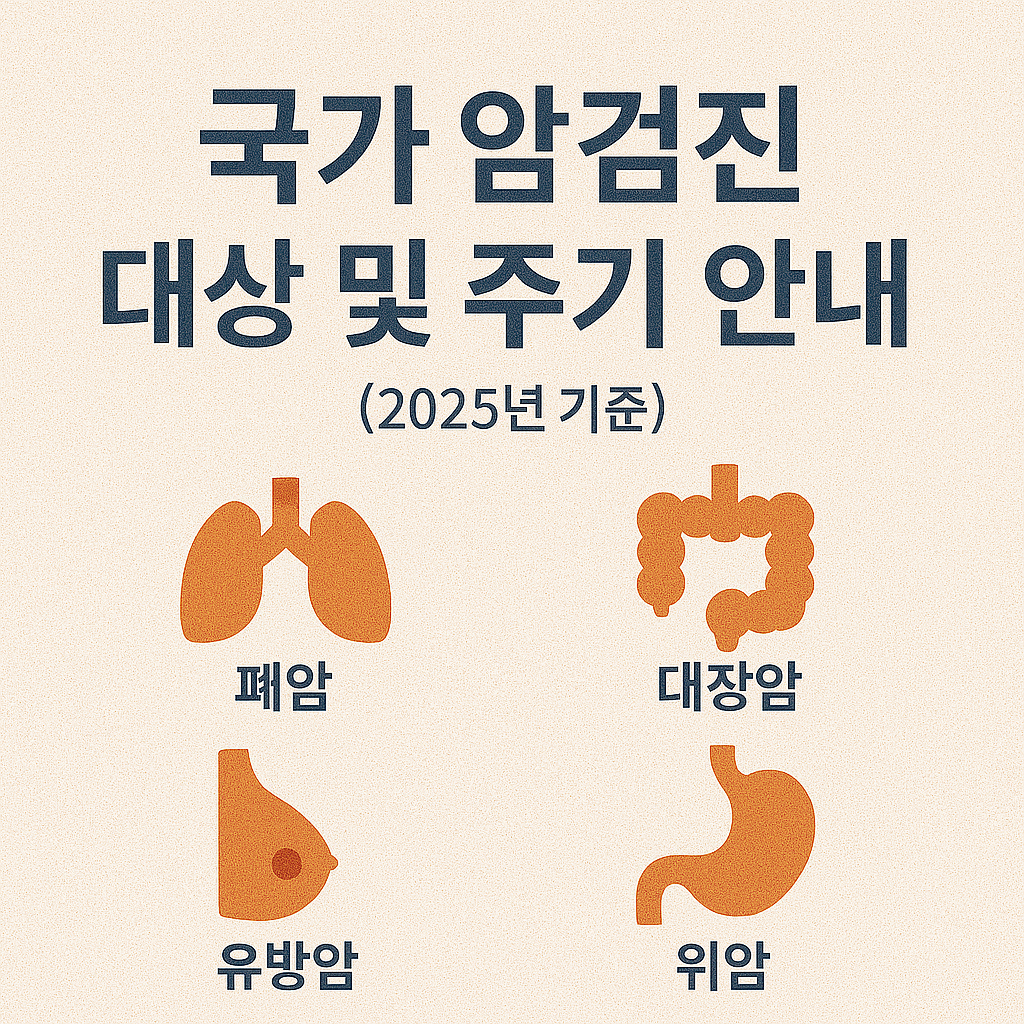 국가 암검진 대상 및 주기 안내 (2025년 기준) 이미지