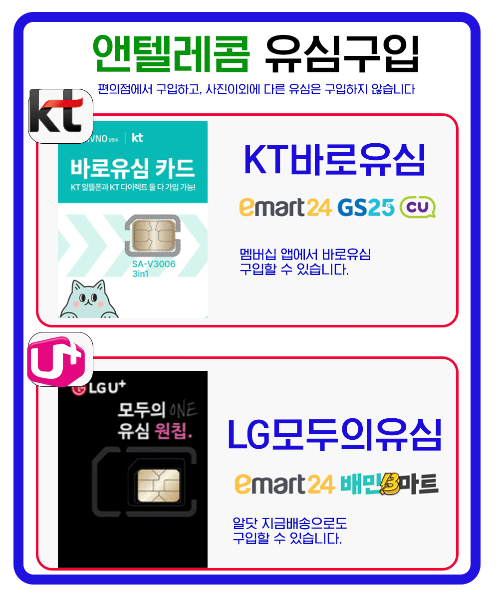앤텔레콤 유심 종류
