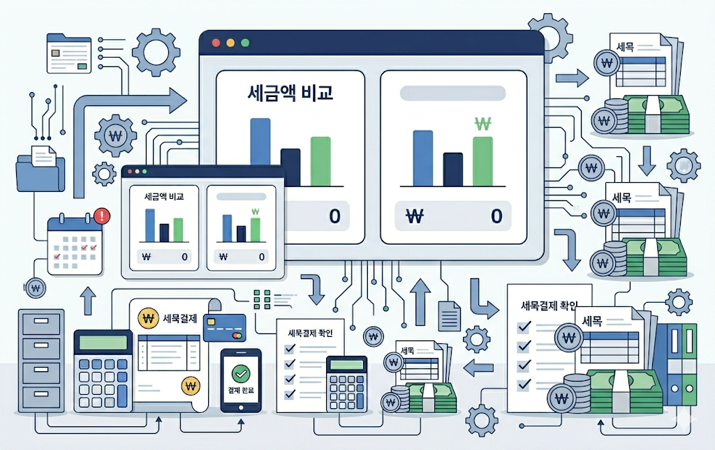 홈택스와 위택스 연계 흐름 및 개인지방소득세 신고 확인 포인트 이미지
