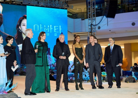 서울 영등포구 타임스퀘어에서 열린 아바타2 블루카펫 행사