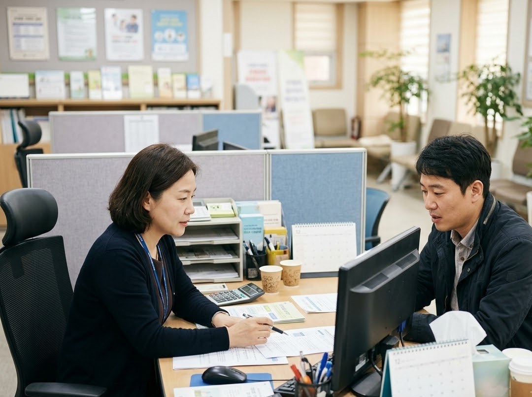상담 창구에서 채무조정 상담을 받는 모습