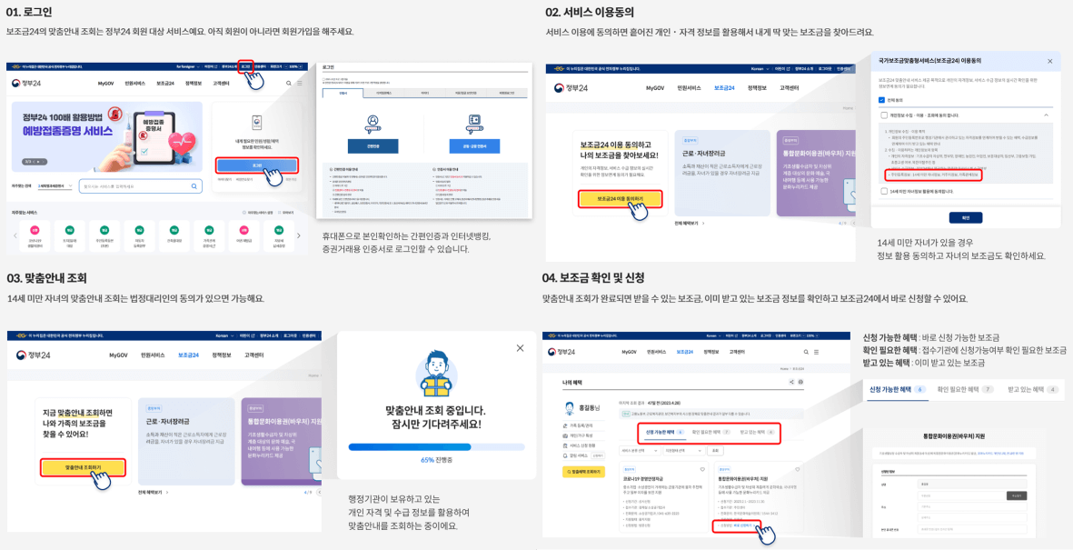 보조금24 정부지원금 신청 이용방법