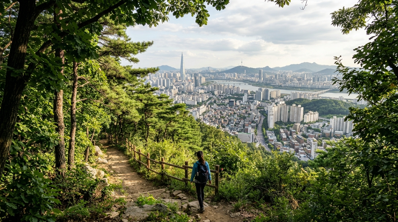서달산 숲길에서 내려다본 상도동 전경