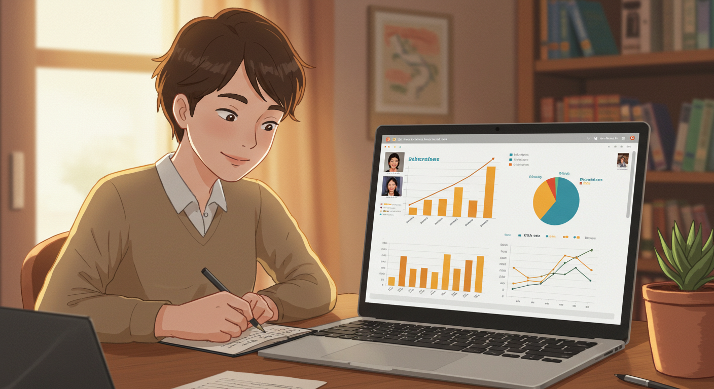 카카오톡 채널 관리자센터에서 데이터 분석을 확인하는 장면