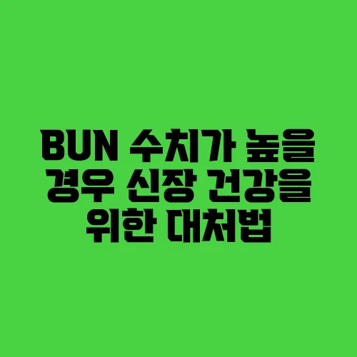 BUN 수치가 높을 경우 신장 건강을 위한 대처법