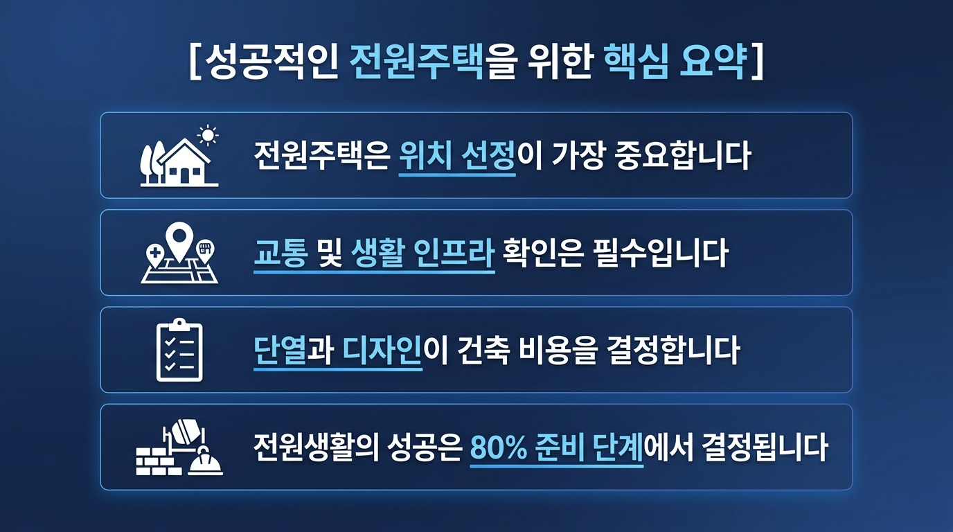 성공적인 전원주택 생활을 위한 핵심요약