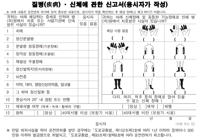 운전면허 신체검사