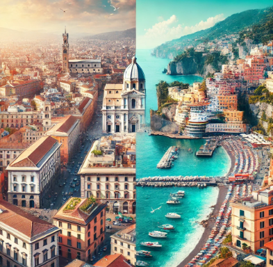 이탈리아 해안도시와 내륙도시 반반 사진