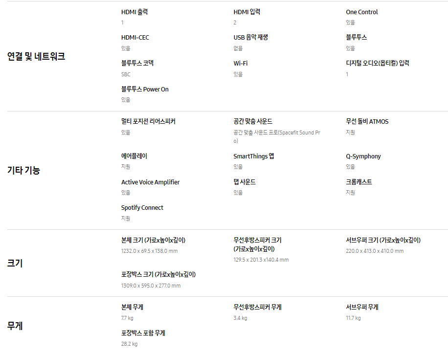 삼성전자 사운드바 스펙