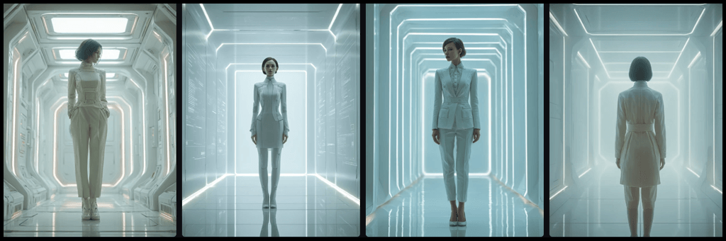 스타일 믹스, 미니멀한 의상과 미래적(SF) 내부 조화