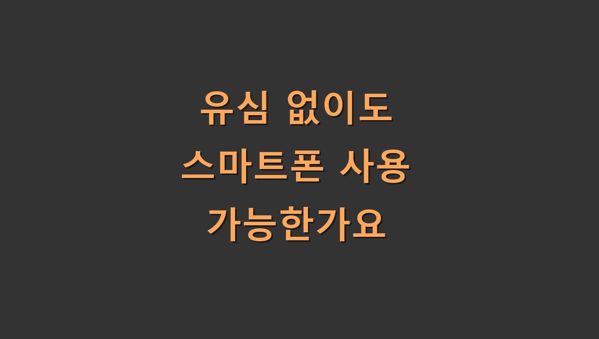 유심 없이도 스마트폰 사용 가능한가요