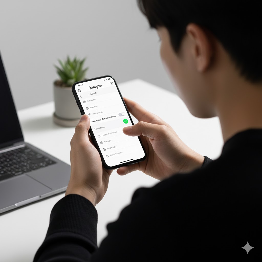 인스타그램 보안 설정에서 2단계 인증을 켜는 장면