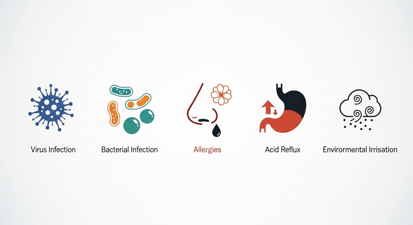 인후통을-유발하는-바이러스들을-아이콘으로-표시한-그림입니다.