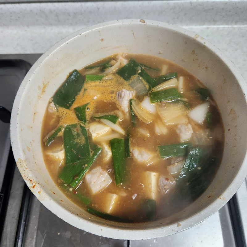 완료된 된장찌개