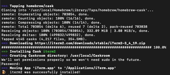 hombrew 로 item2 설치완료