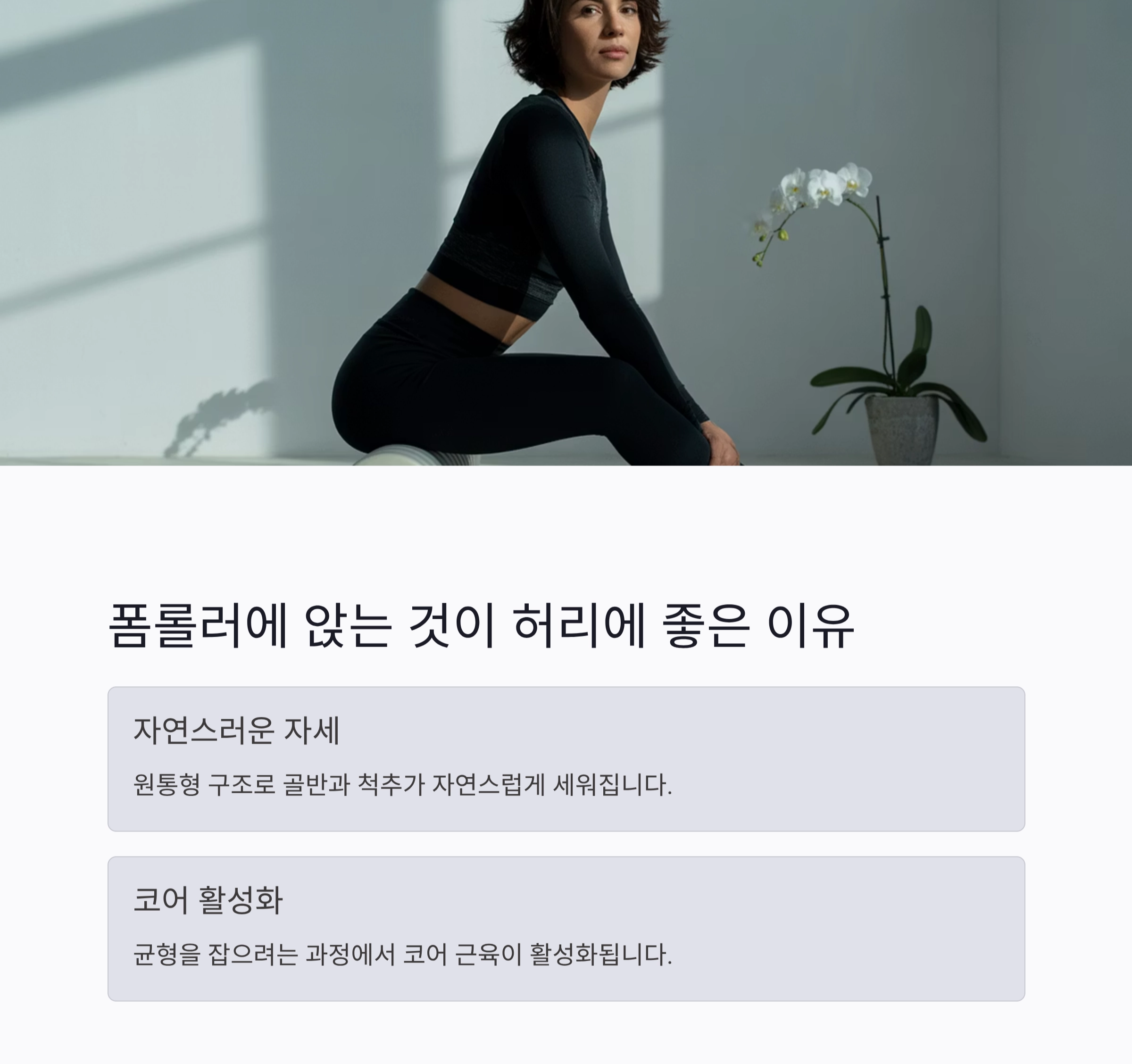 허리 통증 예방, 의자 대신 폼롤러에 앉아보세요
