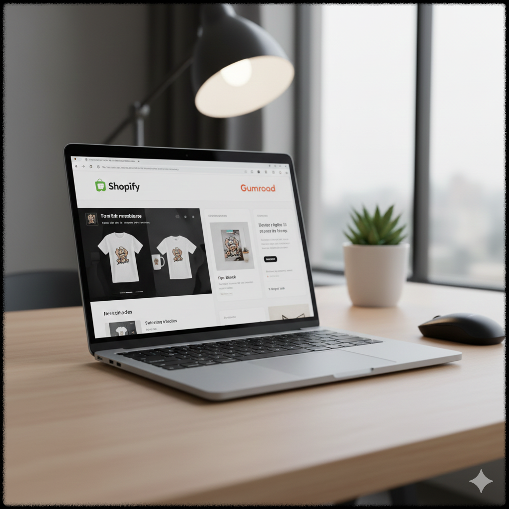 크리에이터 굿즈 및 디지털 상품 판매를 나타낸 이미지