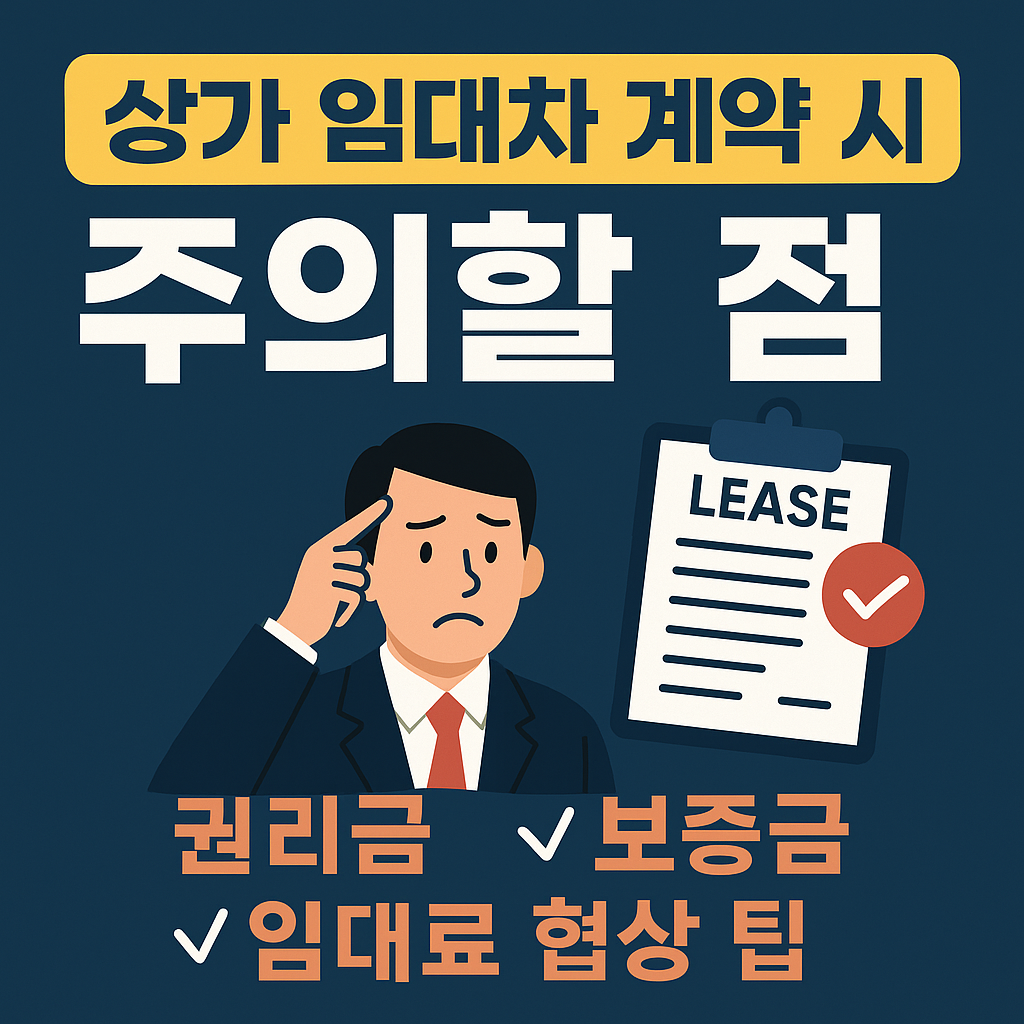 상가 임대차 계약 시 꼭 알아야 할 핵심 포인트
권리금 · 보증금 · 임대료 협상 팁 총정리