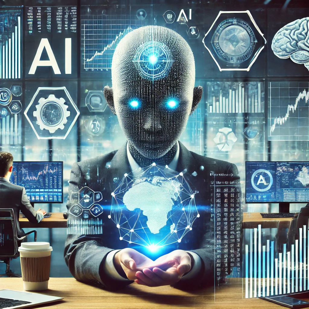 AI의 모습과 주식 그래프의 모습