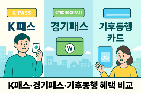 K패스, 경기패스, 기후동행카드 혜택 비교 일러스트 썸네일