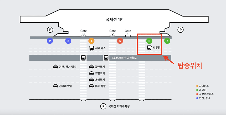 6014번-공항버스-김포공항-국제선-출발-탑승위치