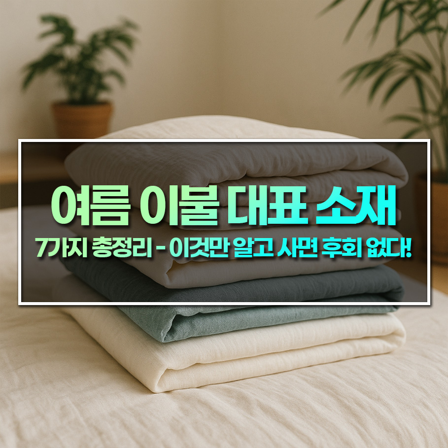 여름 이불 대표 소재 7가지 총정리, 이것만 알고 사면 후회 없다!