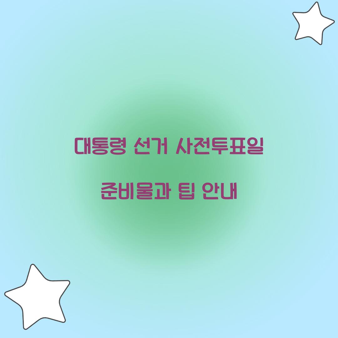 대통령 선거 사전투표일 준비물